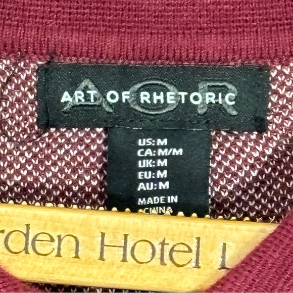 Art of Rhetoric Burgundy White collared full button cardigan sweater. Men’s M - Picture 4 of 7